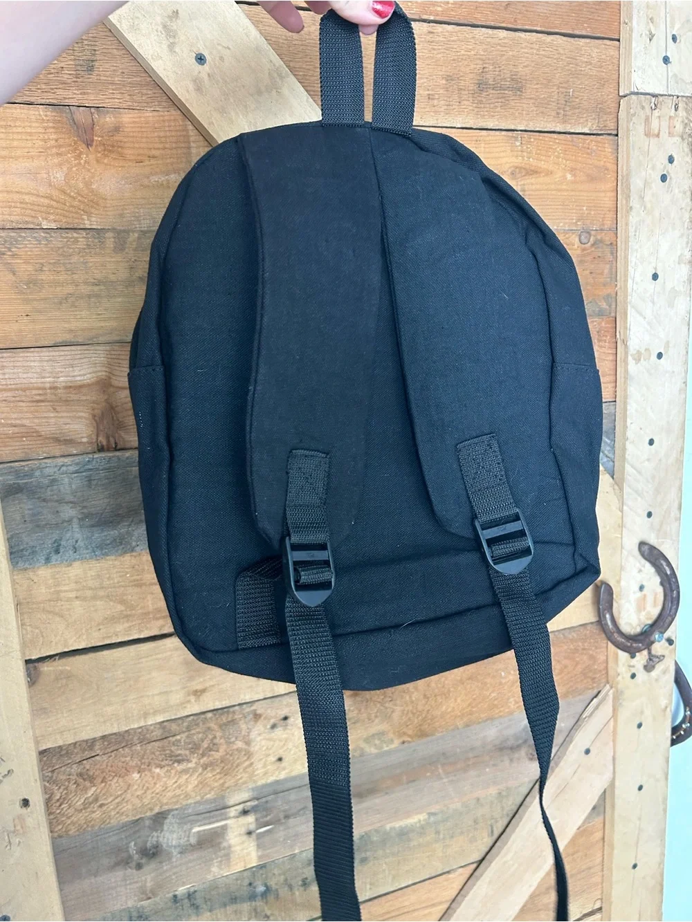Black 'JACK' Embroidered Canvas Backpack for Men